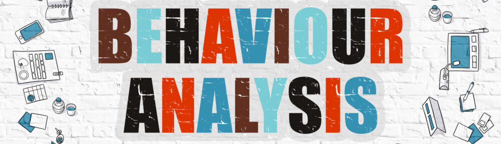 Behaviour Analysis Concept. Modern Line Style Illustation. Multicolor Behaviour Analysis Drawn on White Brick Wall. Doodle Icons. Doodle Design Style of Behaviour Analysis Concept.